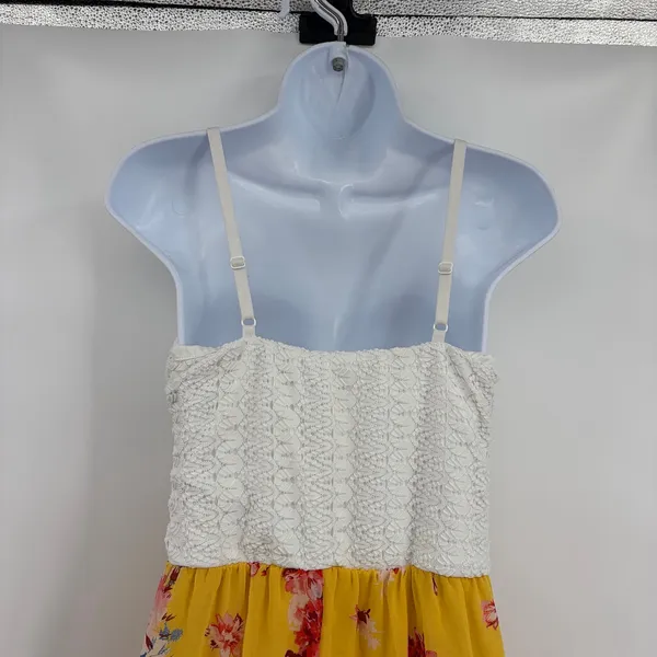 AUW Boho Floral Maxi Dress Sz L Bustier Coquette Cottage Floral Lace Chiffon - Image 9