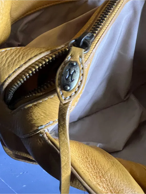 Cole Haan Beige Yellow Pebble Leather Purse Bag - Image 6