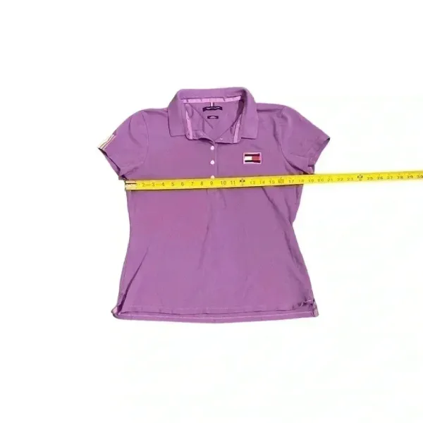 Tommy Hilfiger Women M Slim Fit Stretch Pride Flag Polo Short Sleeve Purple Y2K‎ - Image 6