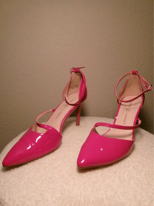 Chinese Laundry Hot Pink Patent Leather Pointed Ankle-Strap Heels - Image 6