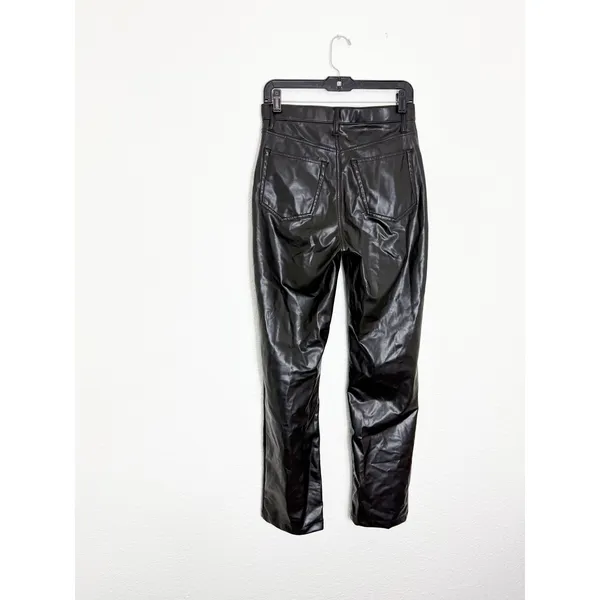 Abercrombie & Fitch High Rise 90s Straight Vegan Leather Pant Size 6/28 Black - Image 12