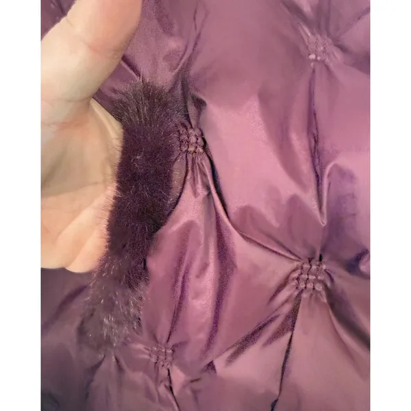 Chicos Vest Womens 2/Large Purple Quilted Fur Trim‎ Snap Winter NEW - Image 6