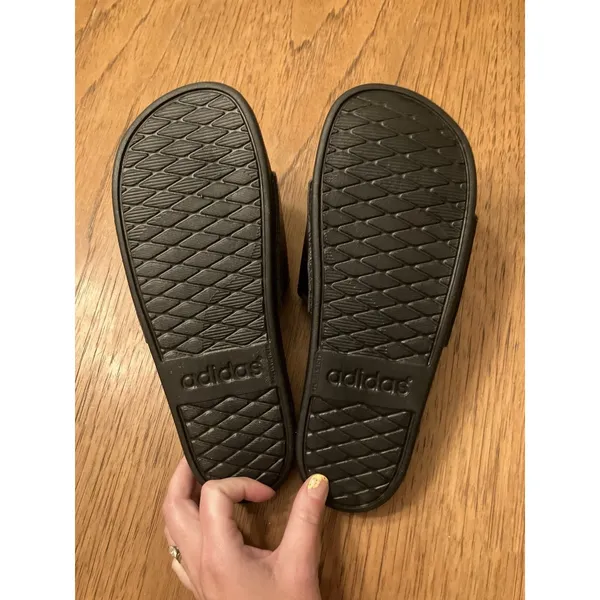 adidas Women’s Black Slide Slip-On Sandals Gold Logo US 9 - Image 6
