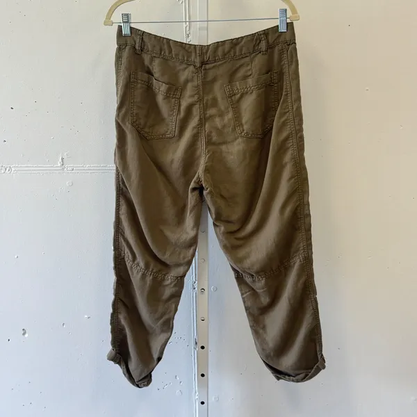 Calvin Klein Jeans Womens Brown Linen Blend Cropped Utility Cargo Pants Size Sm - Image 2