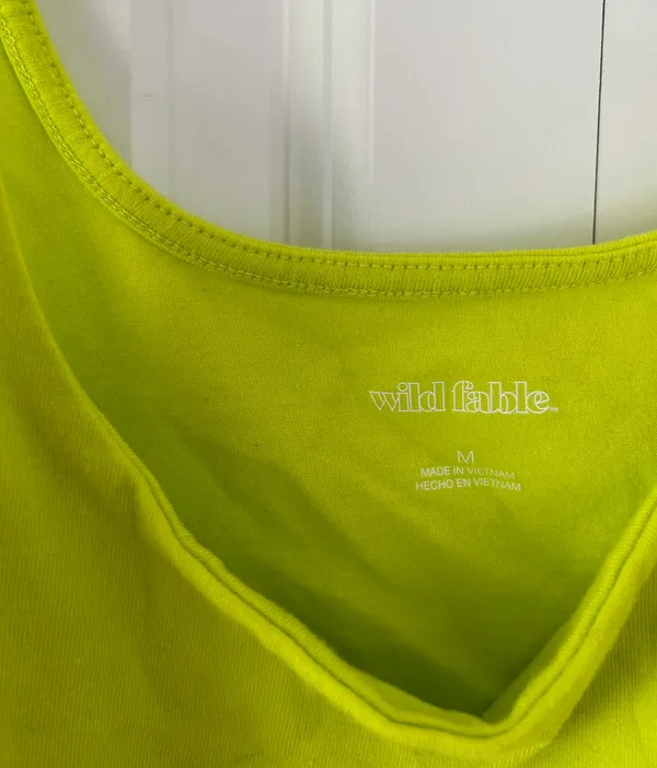 Neon Green Cropped Tank Top - Image 2