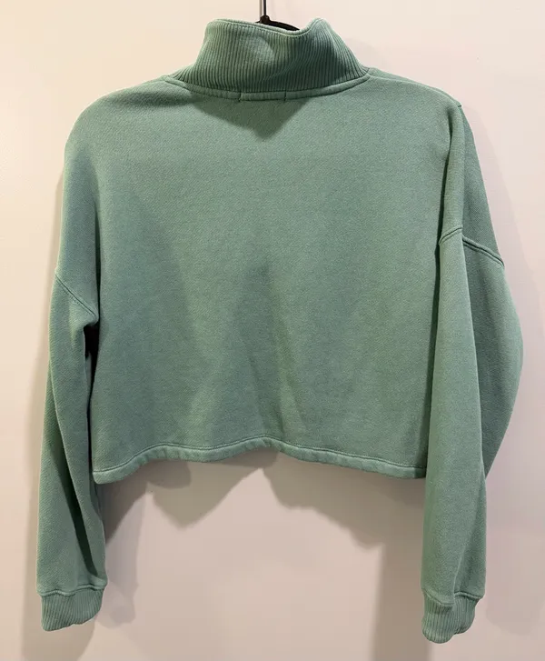 Z Supply Soho Fleece Cropped Relaxed Fit Collared Sweatshirt Calypso Green - Image 7