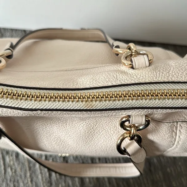 Coach Chalk White Pebbled Leather Lenox Satchel F59325 - Image 9