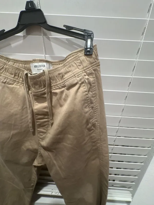 Hollister Straight Pants Size S Tan Drawstring Khaki - Image 6