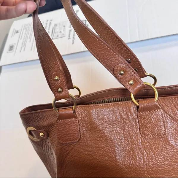 Vintage Tuscany Leather Tan Tote Bag Handbag Purse Classic - Image 4