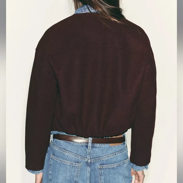 Zara NWT burgundy jacket with gold buttons - Image 2