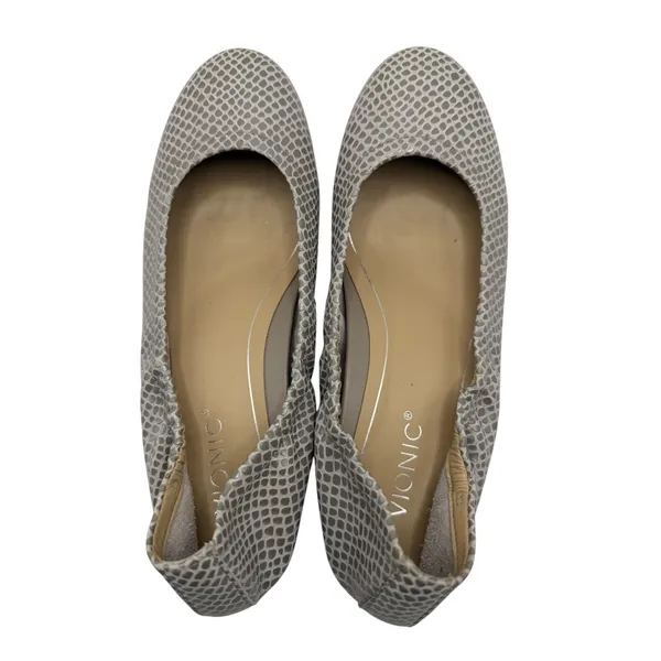 Vionic Alexa Ballet Flats Women 6.5 Gray Leather Lizard Print Orthotic Comfort - Image 6