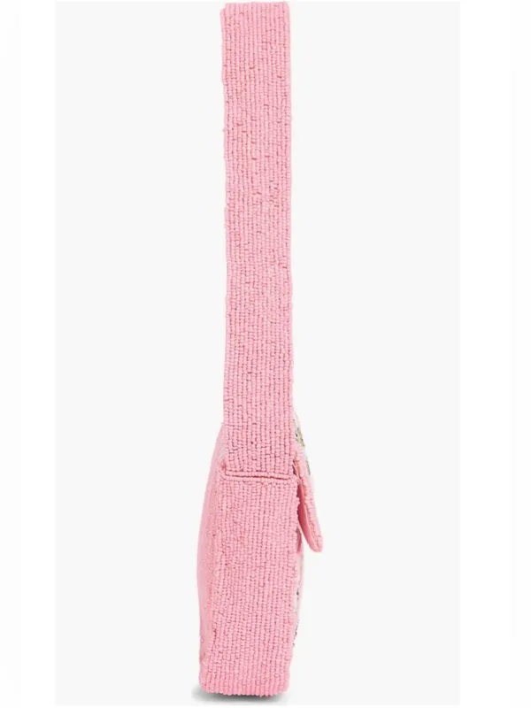 NWT Sol & Mer Collection XIIX Beaded Kiwi Pink Stripe Baguette Shoulder Bag - Image 3