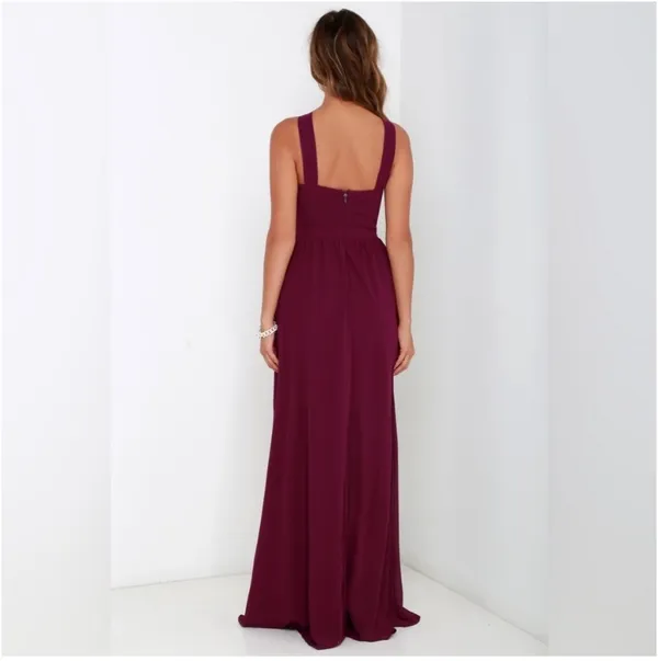 Lulu’s Burgundy/Wine Crisscross Halter Formal / Wedding Guest Maxi Dress Size L - Image 2