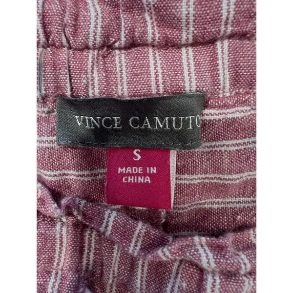 Vince Camuto Red Striped Drawstring Waist Linen Cotton Blend Pants size Small - Image 5