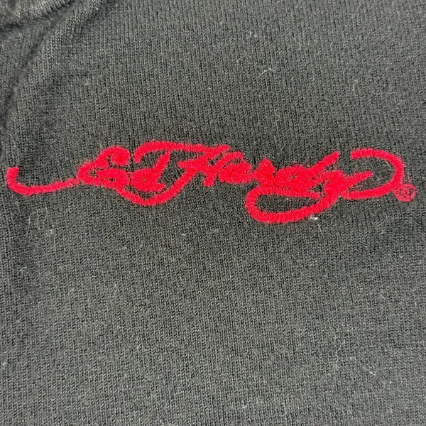 Ed Hardy Christian Audigier Black Red Embroidered Zip‎ Hoodie Skull Dagger L - Image 5
