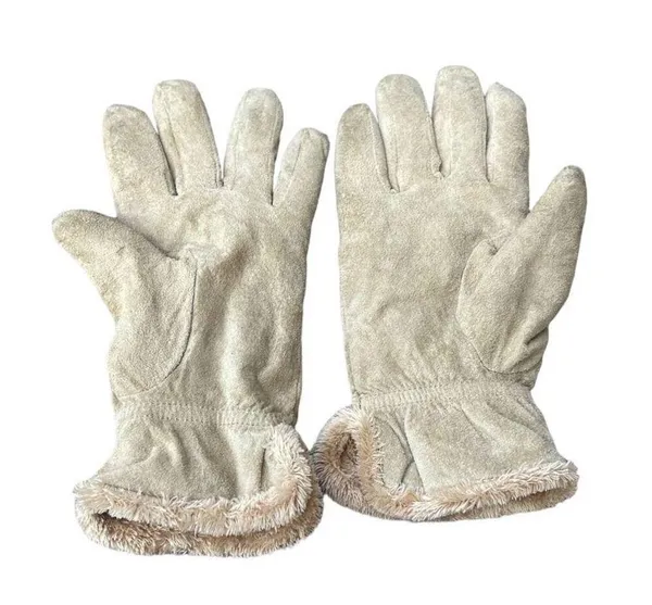 Vintage Cream leather sherpa lined gloves womens large - Image 2
