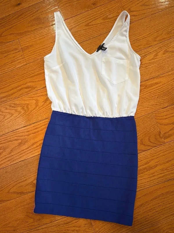 Aqua Colorblock Bandage Mini Dress Size Small HOCO Party - Image 2