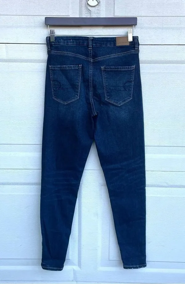 AEO American Eagle Womens Jeans Curvy High Hi Rise Jegging Blue Denim Stretch 6 - Image 3