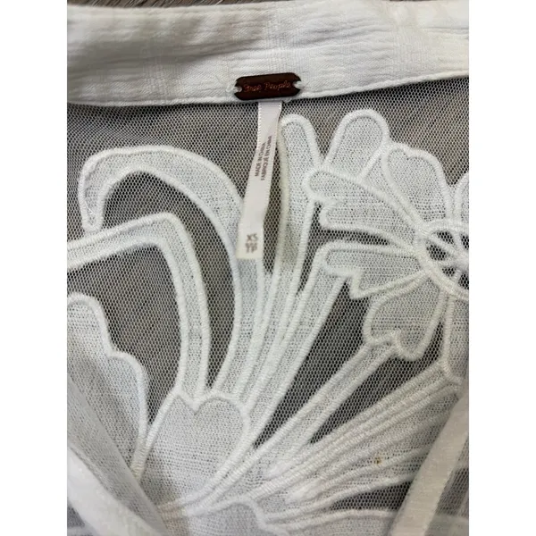 Free People Lace Western Romance Tank Top Boho Sheer Cottagecore Festival XS - Image 2