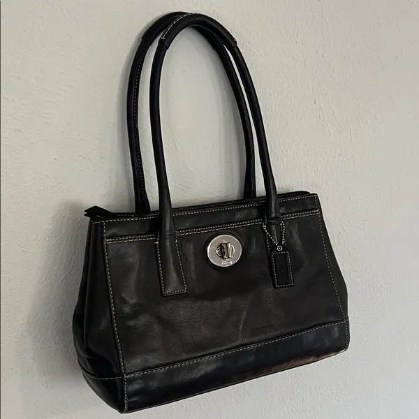 Coach Hampton Madeline Black Leather Satchel Bag Y2K Vintage Carryall Purse - Image 15