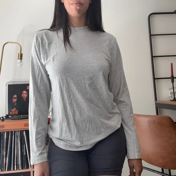 SKIMS Heather Grey Modal Cotton Long Sleeve Crew Neck Top Size M - Image 2