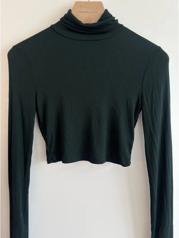 Aritzia Sunday Best Freshman Cropped Turtleneck Green Ribbed Top S - Image 2