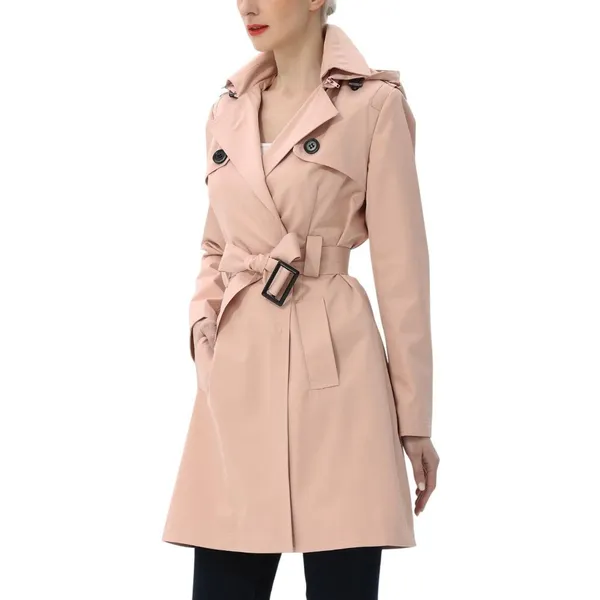NWT kimi + kai Womens Angie Water Resistant Hooded Trench Coat Blush Pink XL - Image 3