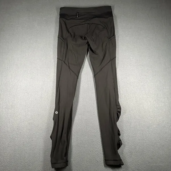 Lululemon Speed Tight III Ruched Leggings Womens 4 Black‎ Pull On Pockets - Image 10