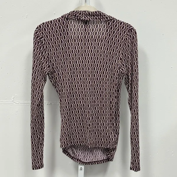 Ann Taylor Women's Small Burgundy Chain Link Wrap Top Long Sleeve Modal Blouse - Image 2