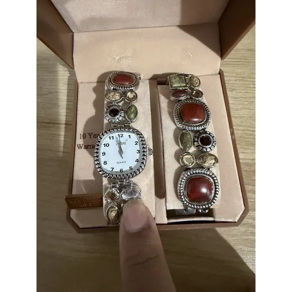 Vivian Woman's Watch & Matching Bracelet With Stone Gem Accents‎ New In Box READ - Image 6