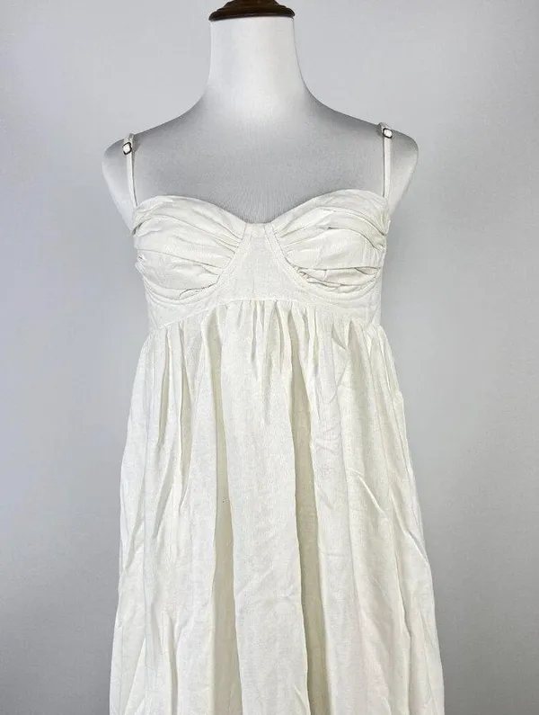 NWOT Farm Rio Linen Blend White Sleeveless Maxi Dress Size L - Image 6