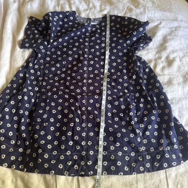Anthropologie Maeve Emmy Short Sleeve Swing Dress Navy Shibori Print Cotton L - Image 8