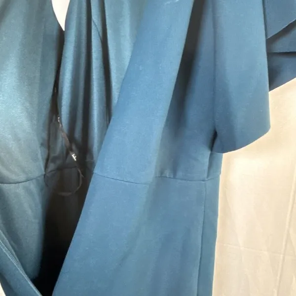 Lulus Margeaux Teal Cape Sleeveless Long Gown Size Small NWT - Image 10