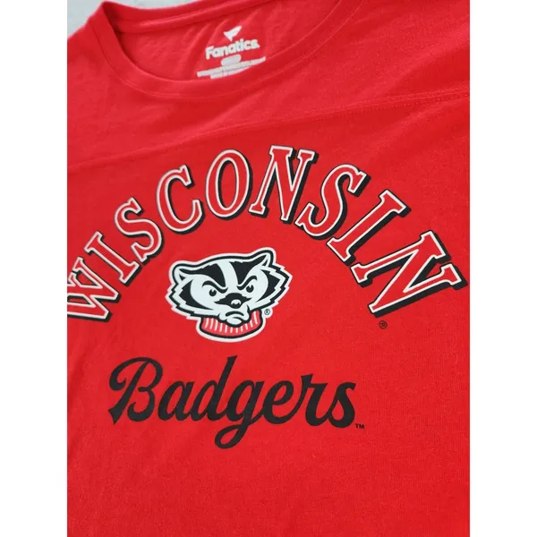 Fanatics NWT Wisconsin Badgers Short Sleeve Jersey T-Shirt Football Youth XL Womens Small - Image 6