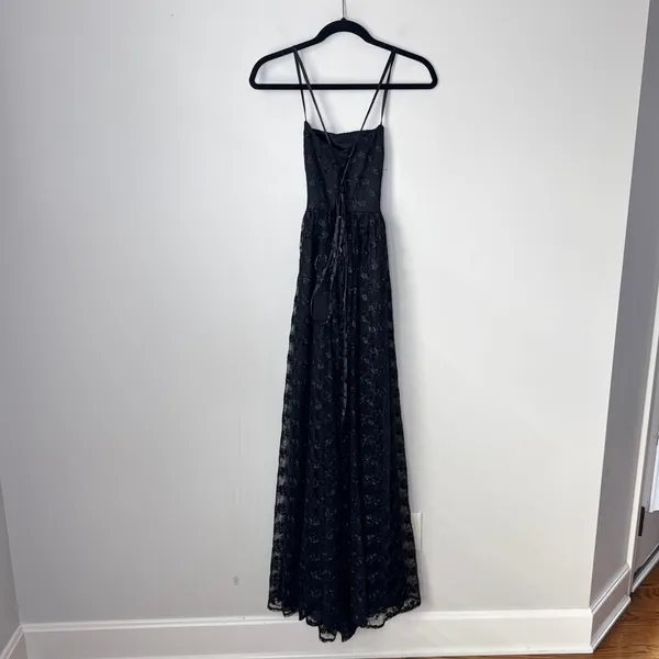 NWT Lulus Pursuing‎ Elegance Black Floral Embroidered Lace-Up Maxi Dress Medium - Image 6