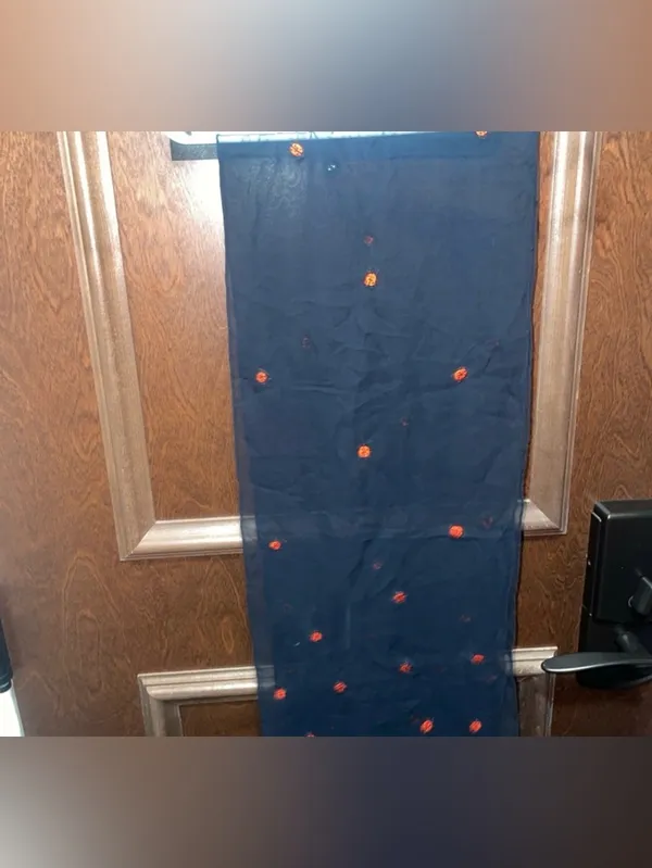 Black Sheer Scarf with Red Embroidered Ladybugs - Image 4