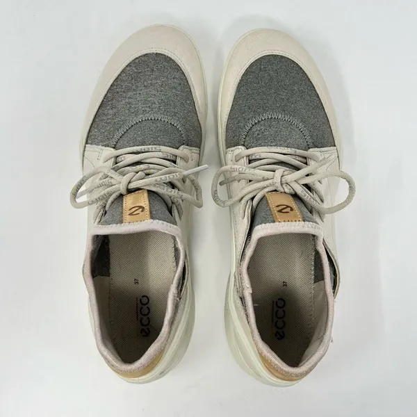 ECCO Biom Street Lace Gravel Wild Dove Gray and Cream Leather Sneaker Size 6.5 - Image 7