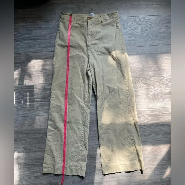 Princess Polly Cotton Blend Light Yellow Tan Khaki Wide Leg Pants Size 8 - Image 5
