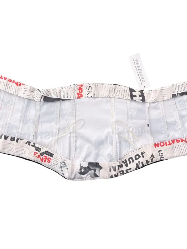 With Jean Off White Black Carla Read All About It Newspaper Corset Top XS NWOT - Image 5