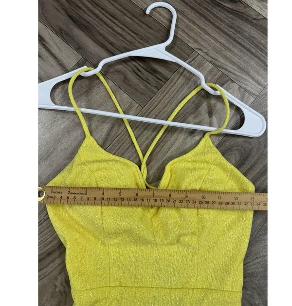 City Triangles Juniors Yellow Spaghetti Strap Formal Body Con Dress 1 - Image 8