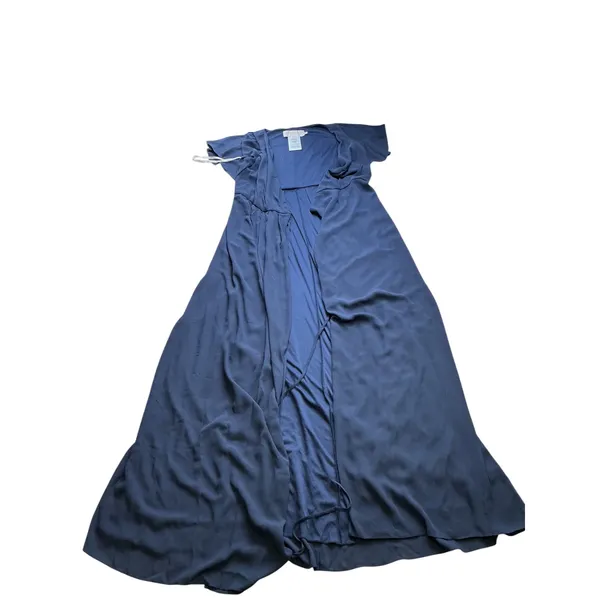 David's Bridal Navy Blue Flutter Sleeve V-Neck Chiffon Maxi Dress F19951 Size 6 - Image 6
