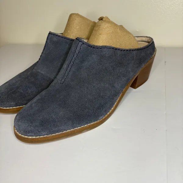 Cole Haan Suede‎ Block Heel Mules Women's Slip On Shoes Blue Size Unknown - Image 2