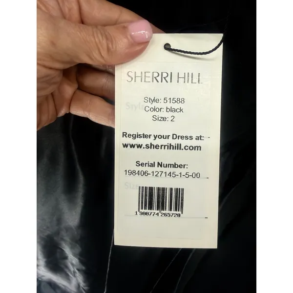 NWT Sherri Hill 51588 Black Halter Ball Gown Beaded Waist‎ Dress Size 2 $598 - Image 5