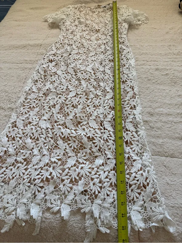 NSR White Floral Lace Midi Dress Open Back Bridal Wedding Cocktail NWT Style - Image 15