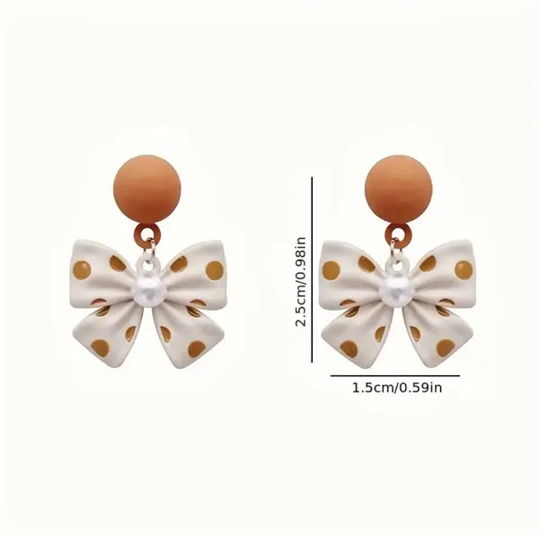 NEW Polka dot coquette bow earrings trendy bow earrings bow jewelry brown bow earrings - Image 5
