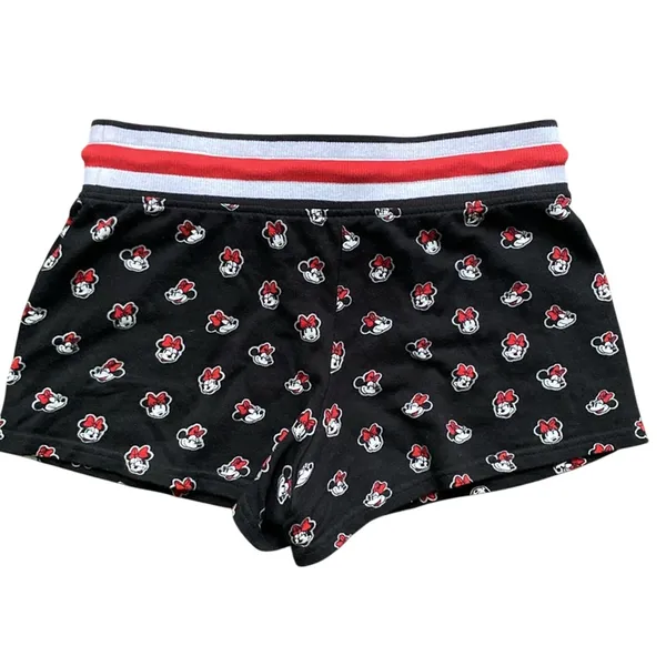 DISNEY Shorts Womens Sz Medium Black Minnie Mouse Print Sweatshort - Image 5
