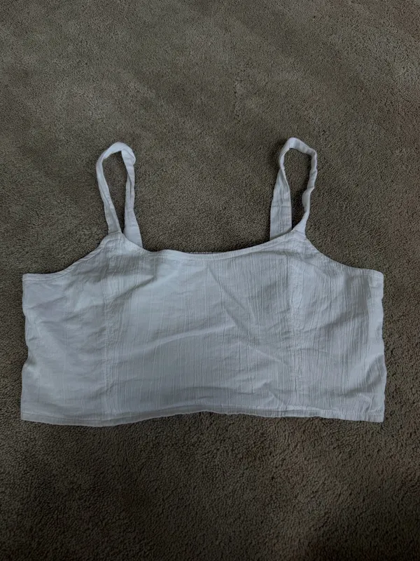 Aerie White Smocked Crop Tank Size L - Image 2