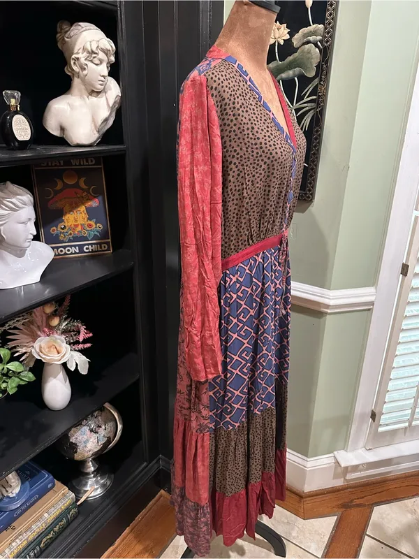 Sacred Threads Bohemian Mixed‑Print Long‑Sleeve Midi Dress – NWT – Size L/XL - Image 10