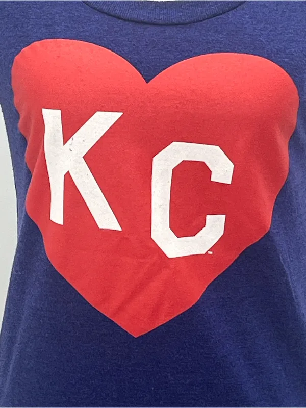 Charlie Hustle Women’s KC Heart Blue Short Sleeve Scoop Neck T-Shirt Small - Image 2