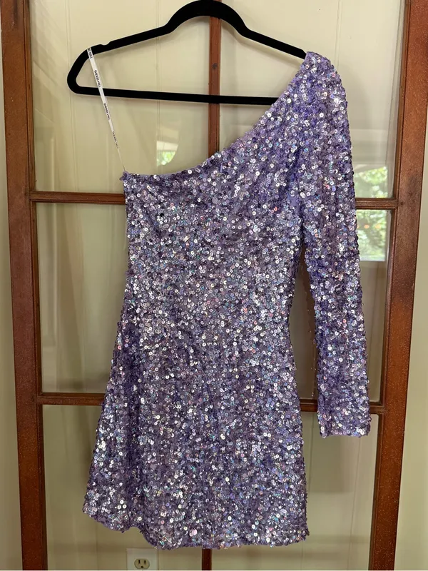Sherri Hill 54469 Lilac One Shoulder Sequin Cocktail Dress Homecoming Prom - 4 - Image 8